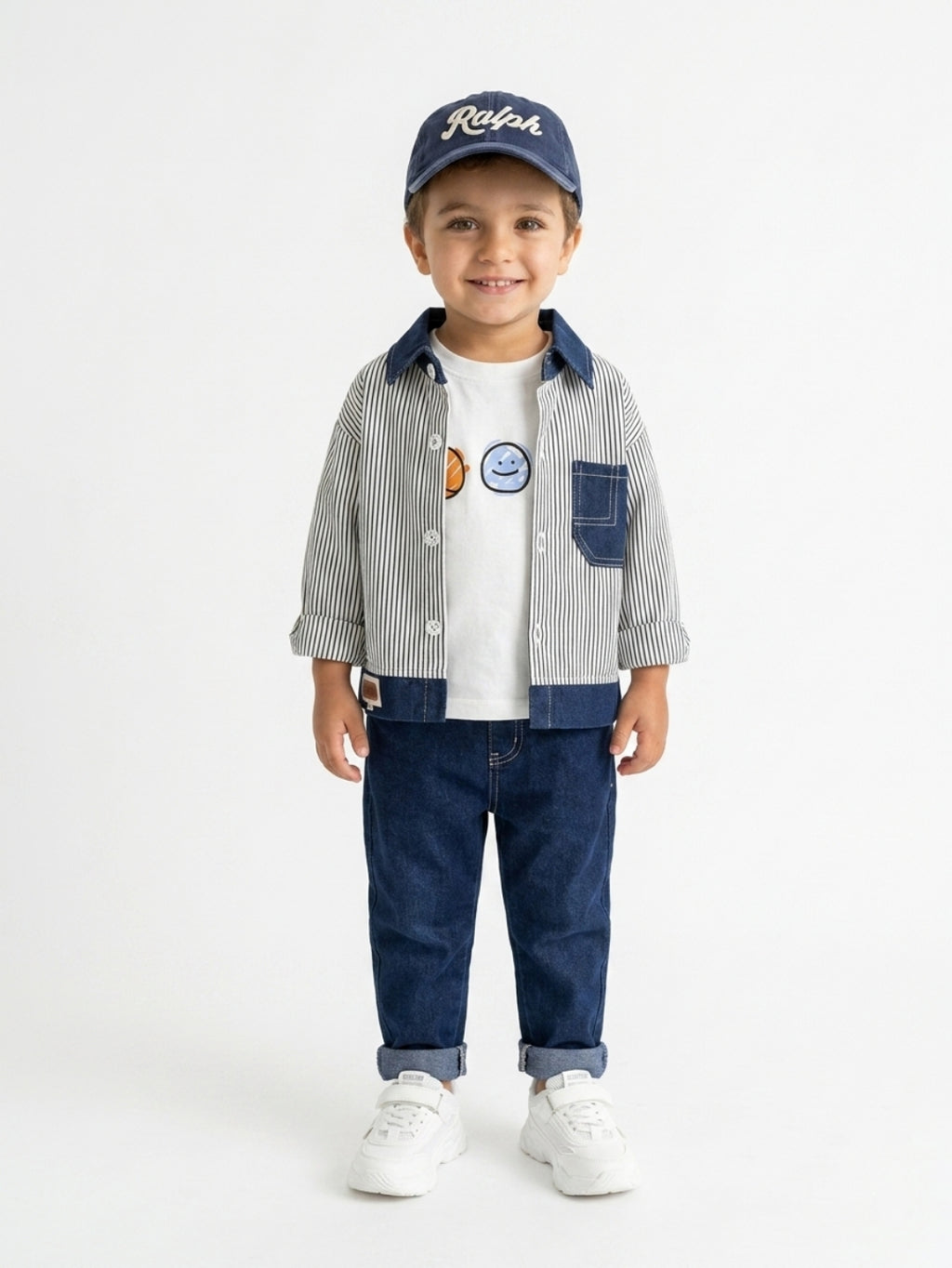 Striped Denim Boy's Set Outfit
