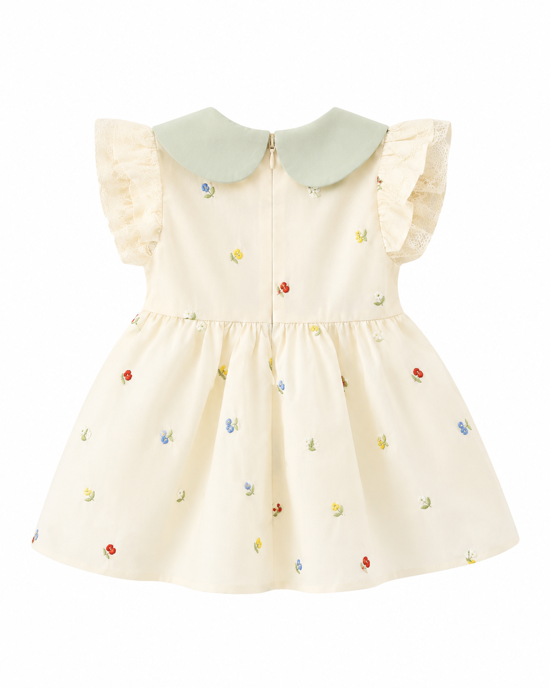 Floral Embroidered Bow A-Line Dress