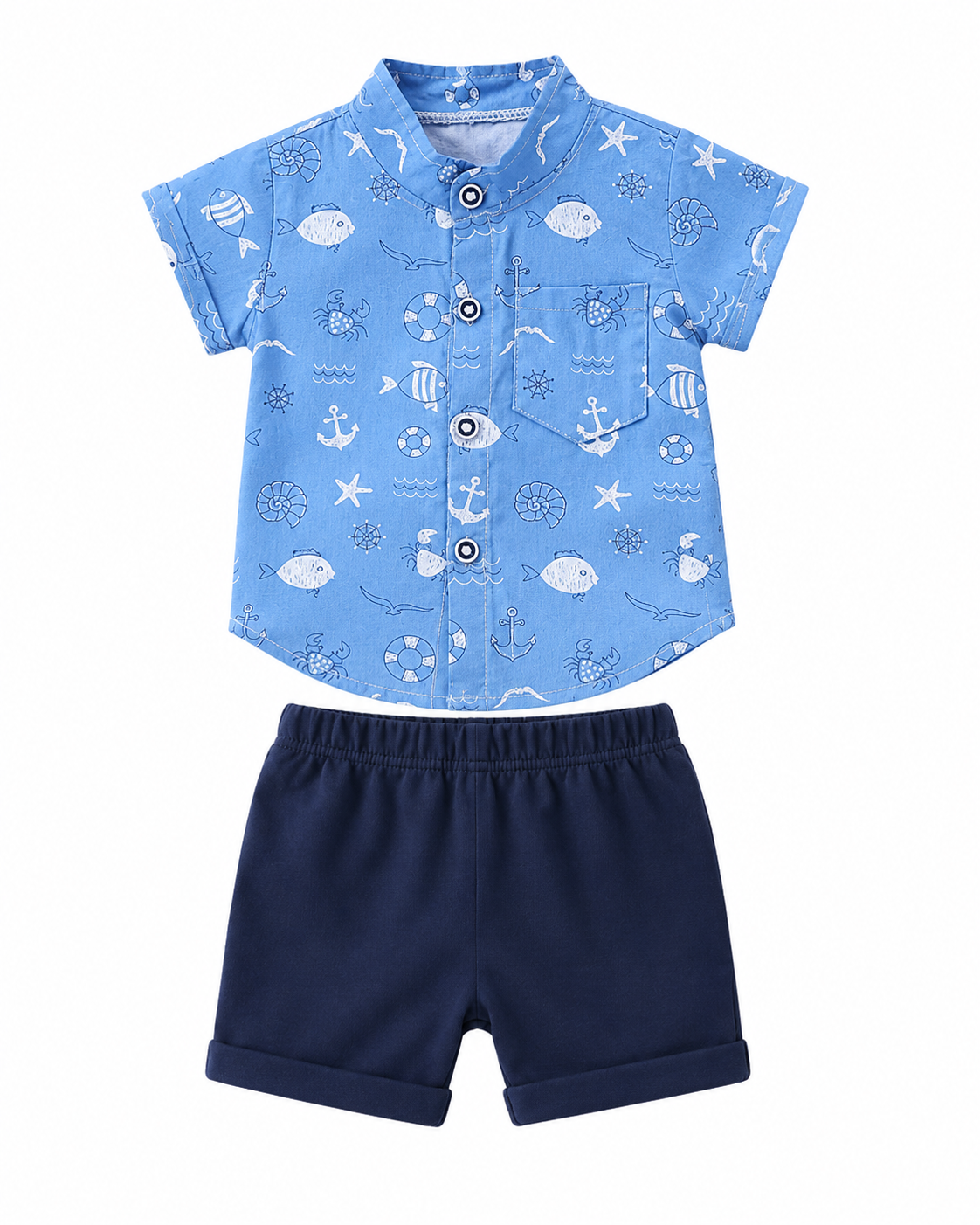 Coastal Breeze Print Button-Down Boy's Set