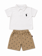 Premium Polo Top & Anchor-Print Shorts Boy's Set