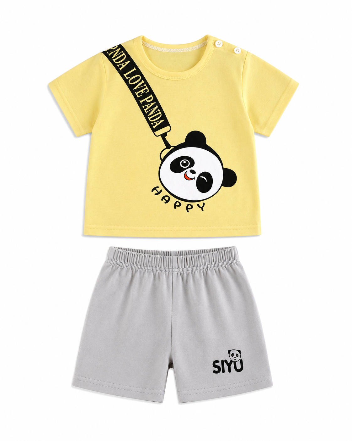 Cheerful Panda Cotton Boy's Pyjamas