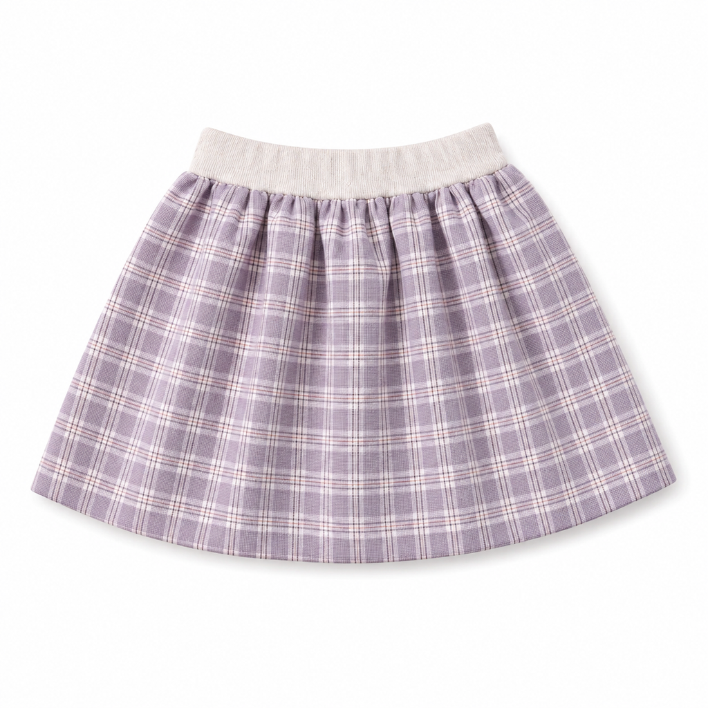 Sleeveless Polo Top & Plaid Skirt Girl's Set
