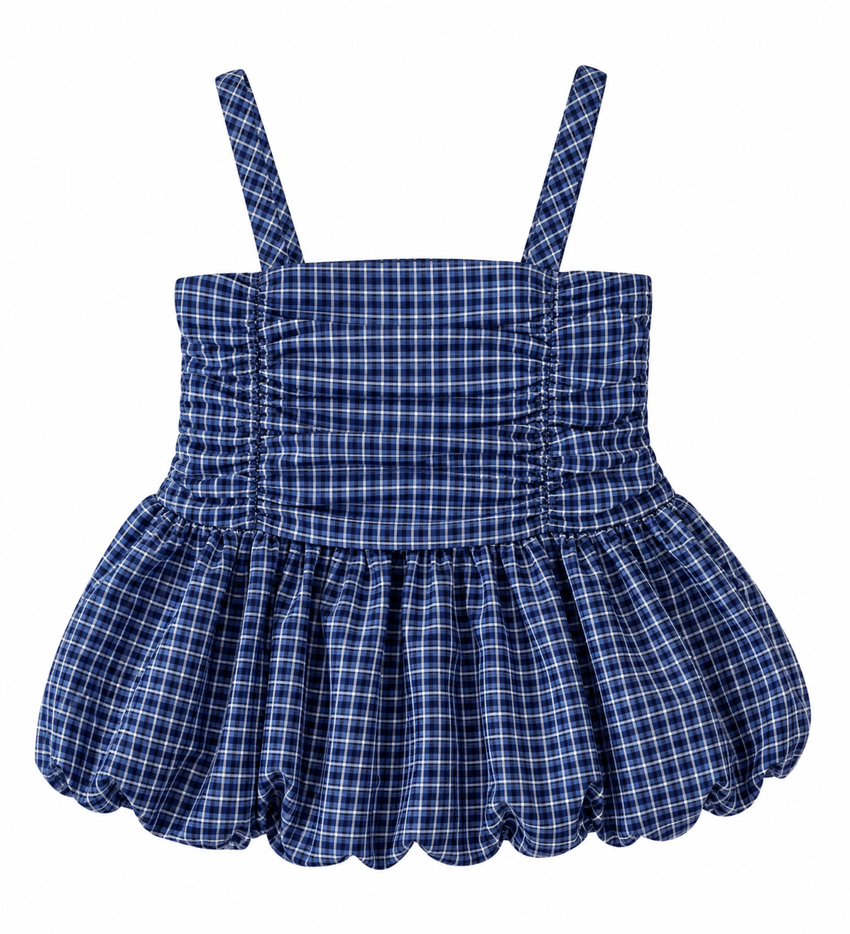 Summer Plaid Peplum Girl's Set - Blue & White