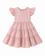 Little Sunshine Tiered Flutter-Sleeve Dress