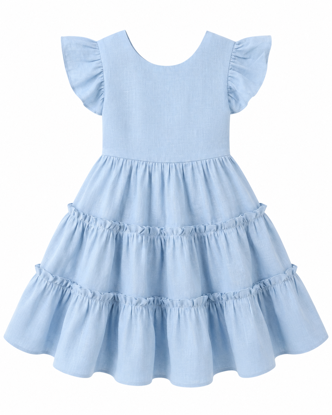 Little Sunshine Tiered Flutter-Sleeve Dress