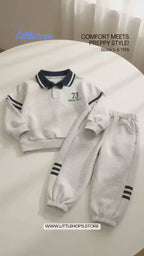 Bow-Tie Polo Sweatshirt & Jogger Boy's Set