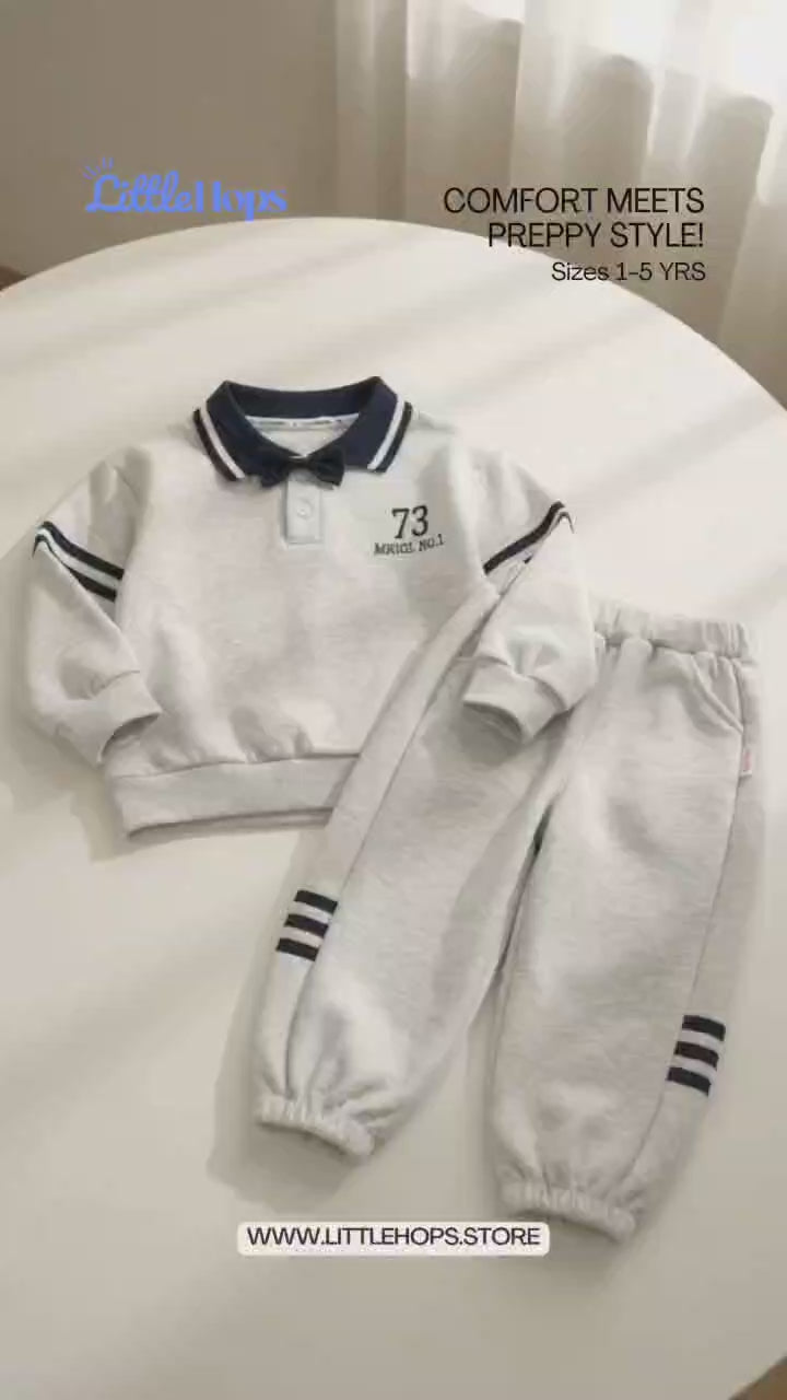 Bow-Tie Polo Sweatshirt & Jogger Boy's Set
