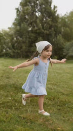 Cotton-Linen Tie-Strap Ruffled Princess Dress