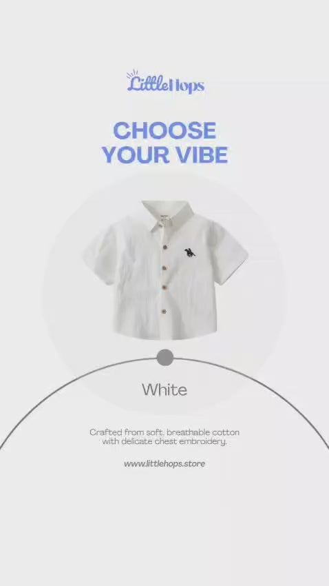 Short-Sleeve Cotton Button-Down Boys T-Shirt