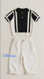 Knit Polo & Casual Pants Boy's Set