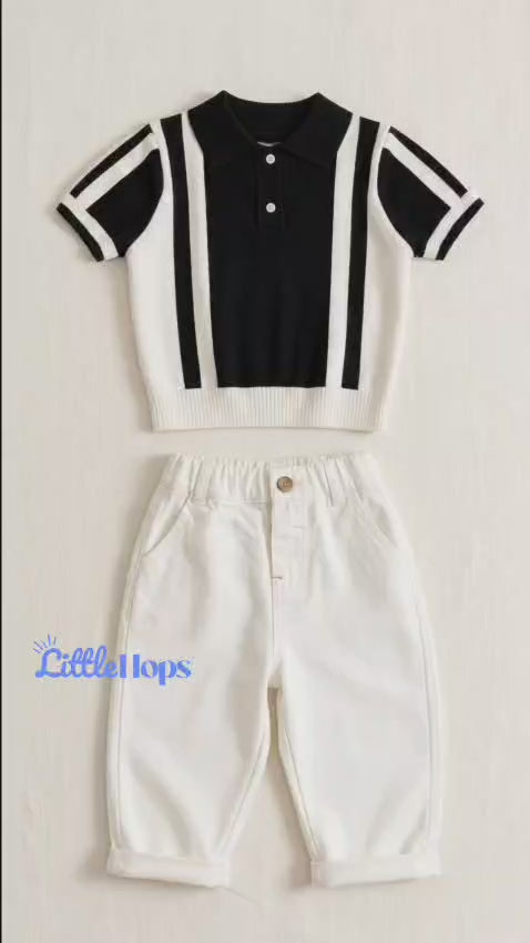 Knit Polo & Casual Pants Boy's Set
