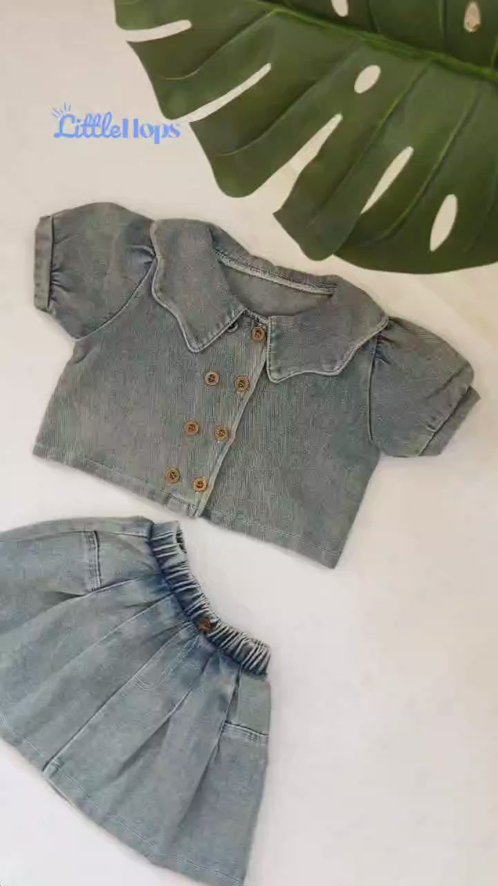 Button-Down Shirt & Skirt Denim Girl's Set