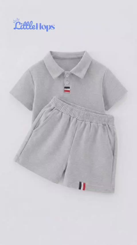 Contrast-Trim Polo Shirt & Shorts Boy's Set