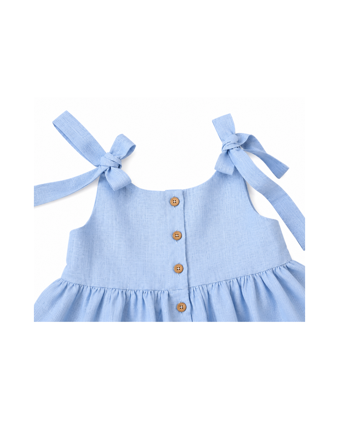 Cotton-Linen Tie-Strap Ruffled Princess Dress