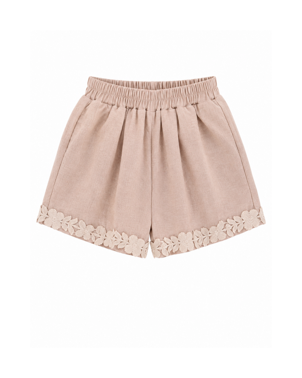 Floral Lace-Trim Cotton Blouse & Shorts Girl's Set