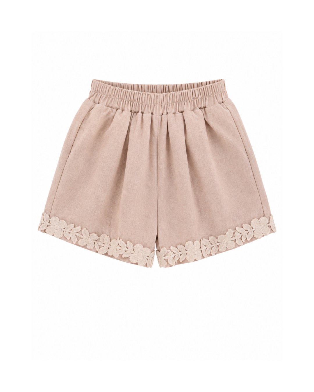 Floral Lace-Trim Cotton Blouse & Shorts Girl's Set