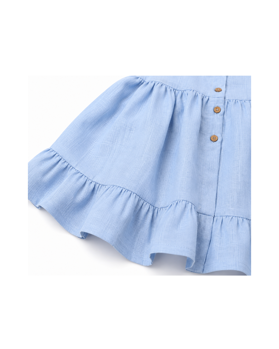 Cotton-Linen Tie-Strap Ruffled Princess Dress