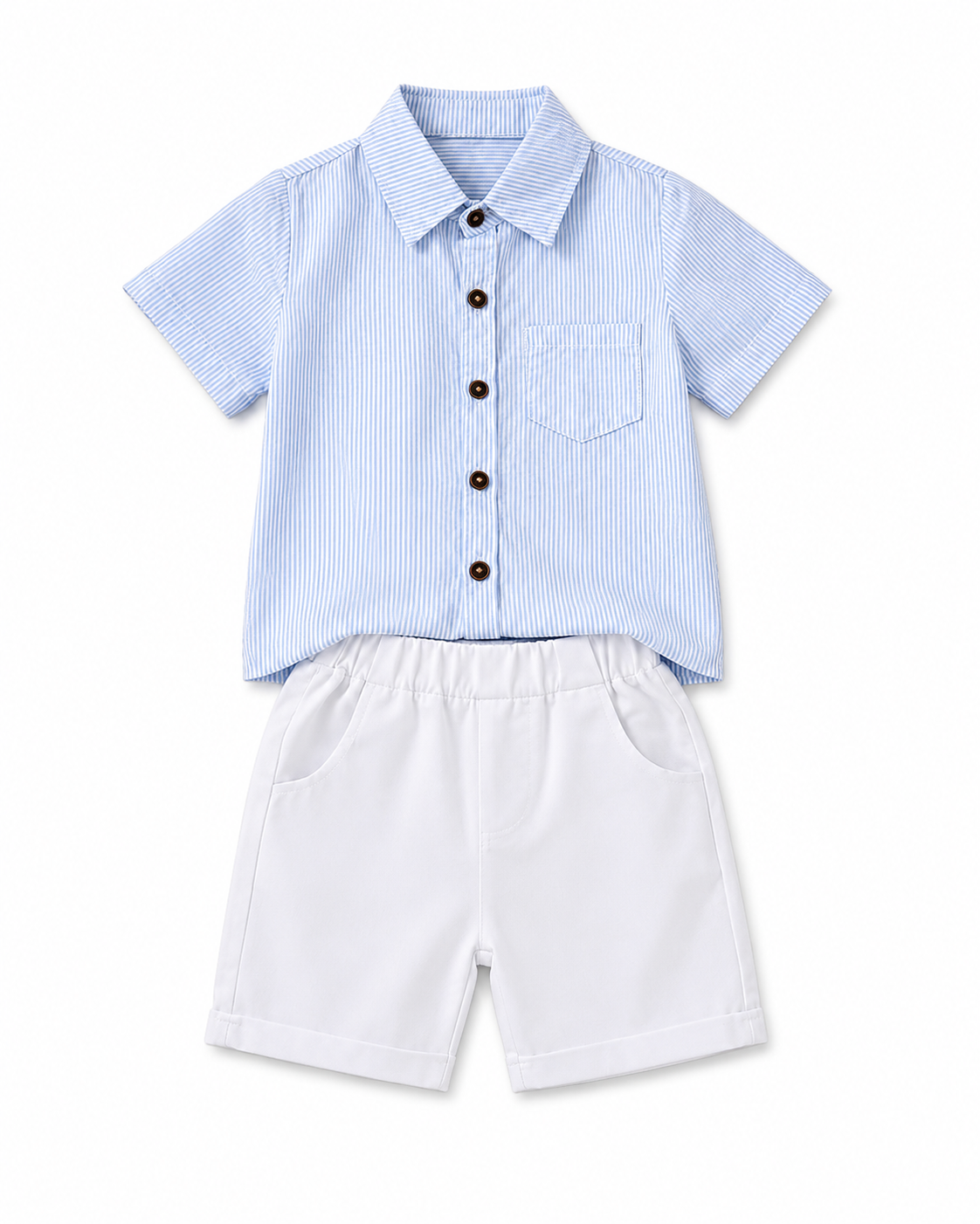 Crisp Striped Shirt & Tailored Shorts Summer Boy's Set