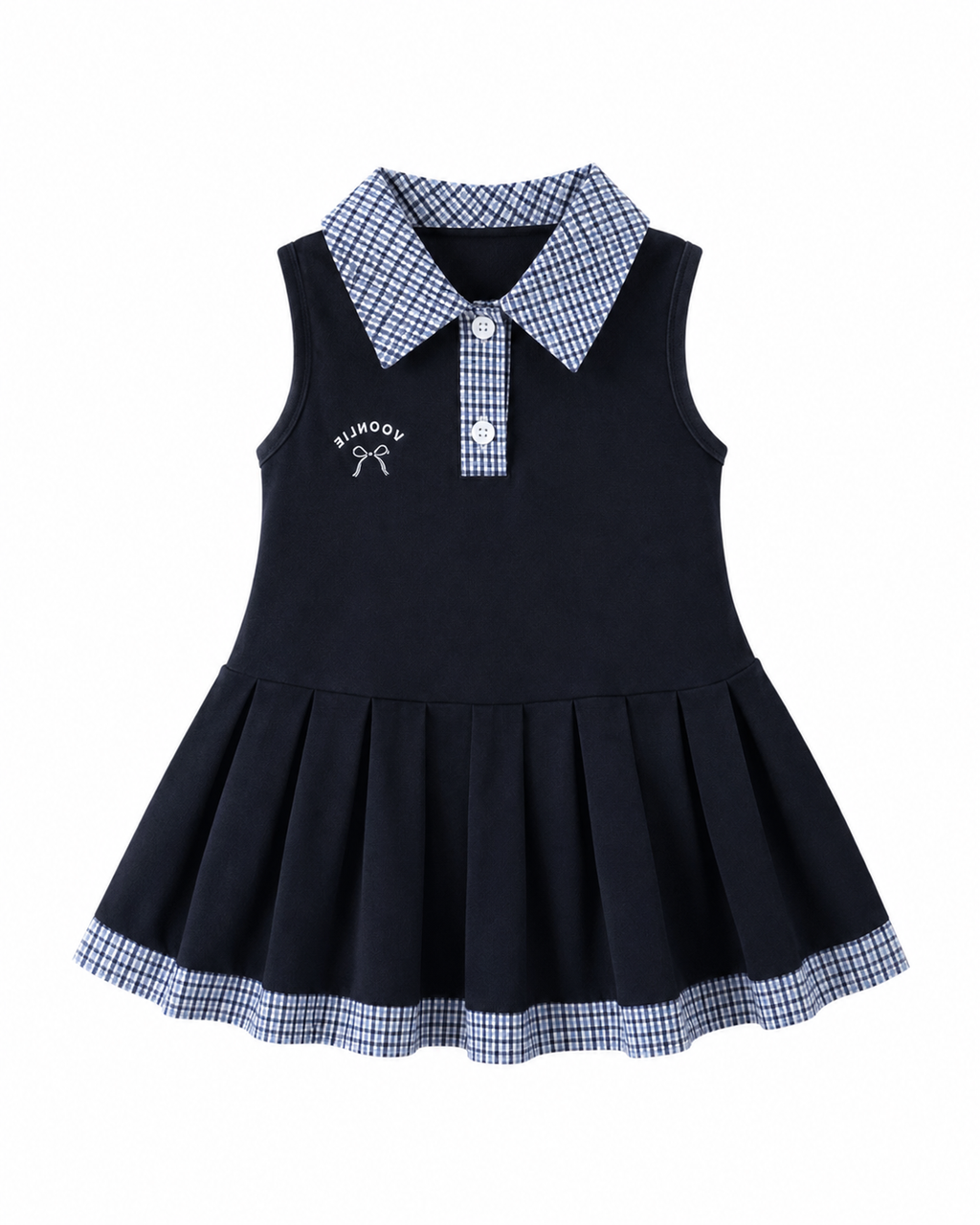 Classic Plaid Collar Pleated Girl Dress