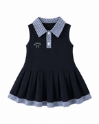 Classic Plaid Collar Pleated Girl Dress