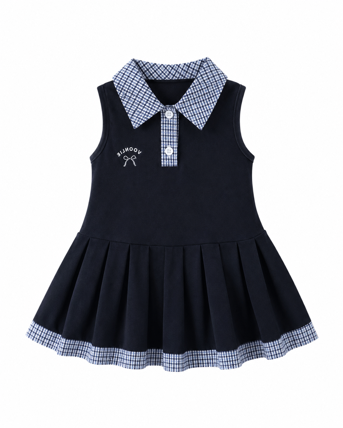 Classic Plaid Collar Pleated Girl Dress
