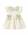 Floral Embroidered Bow A-Line Dress