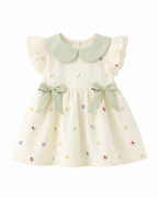 Floral Embroidered Bow A-Line Dress