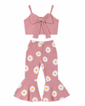 Daisy Girl's Set Print Ribbed Tank & Flared Pants